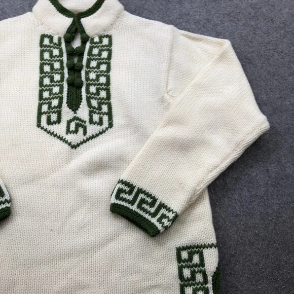 Vintage Carol Brent Sweater Mens 38 Knit Pullover Greek Key Korea 70s